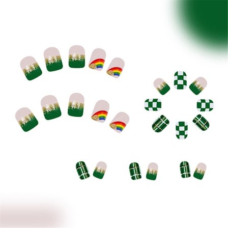 24 stk. Patrick's Day korte akryl falske negle til festlig manicure negledekoration