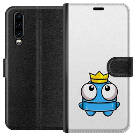 Kompatibel Tegnebogsetui til Huawei Huawei P30 Blå tegnet figur med krone og store øjne i legende kongelig stil