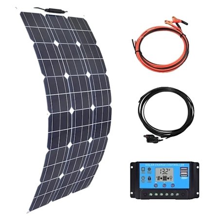 Solcelle, 200W, Fleksibelt Fotovoltaisk Panel, 100W 12V 10A Kit