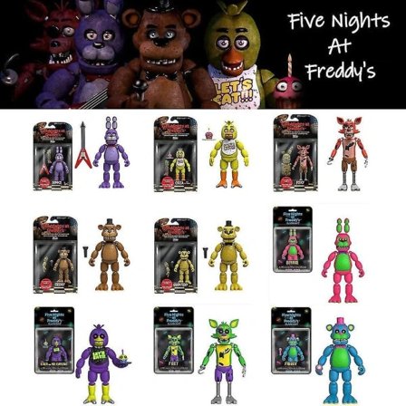 Five Nights at Freddy's Springtrap -setti, jossa 9 nivellettyä toimintahahmoa Jst. Tyyli D Freddy