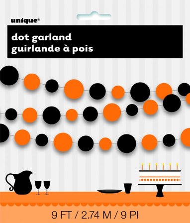 Girlang svarta och orangea cirklar 274 cm - Halloween Dekoration - Kalaslagret.se