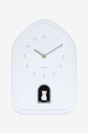 Karlsson - Veggklokke Modern Kitty - Hvit - Veggklokker & bordklokker - Fra Homeroom