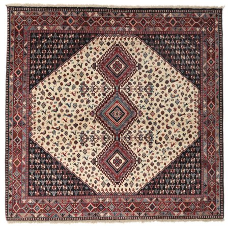 Oosters Yalameh Vloerkleed 201X205 Vierkant Zwart/Donkerrood Wol, Perzië