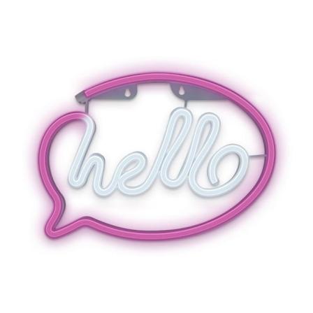 Neon Led Hello Batteri + Usb Forever Light Rosa/vit Multifärg