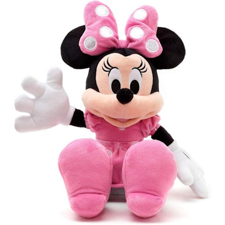 Minnie Mus mellomstor myk leke, 40 cm, ikonisk plysjfigur, rosa prikkete kjole, Al