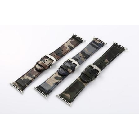 Kamouflage Stil Läderrem Klockarmband För Apple Watch 42/44mm Brun