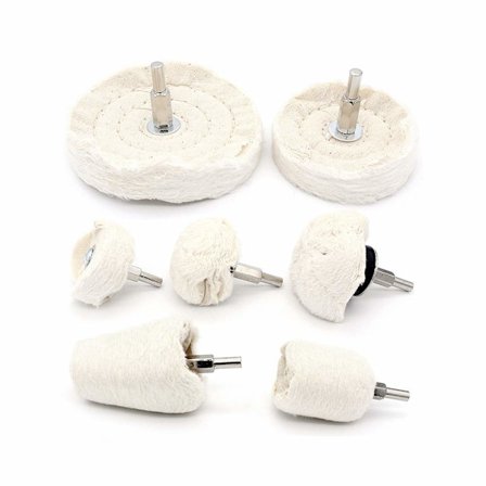 Yuhtech Poleringsskive til Boremaskine, 7 stk. 6mm Skaft Bomuldspolering