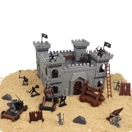 DIY Slott Byggesett Middelalderen Militær Fort Modellsett med Figurer Soldat-Perfekt