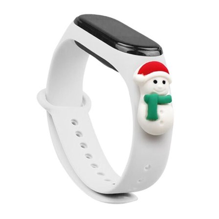 Hihna Xmas varten Xiaomi Mi Band 3 / 4 Joulu Silikonihihna Rannekorun kanssa Snowman - Valkoinen