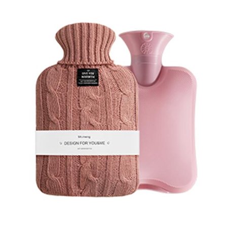 1L Varmtvannsflaske med mykt strikket trekk for nakke, skuldre og fotvarme