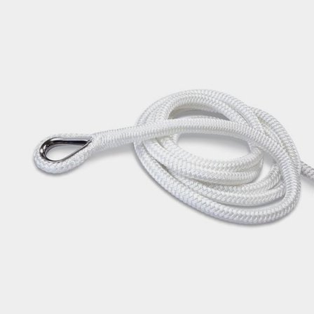 Cabo de ancla lastrado con gaza de acero inoxidable, poliéster trenzado, Ø12 mm, 50 metros (lastre en toda la longitud - para molinete), blanco