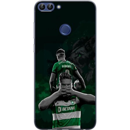 Kompatibelt Mobildeksel til Huawei P smart Neonmotiv med teksten "Gaming is in my DNA" på en blå og rød murvegg med en lysende DNA-spiral.