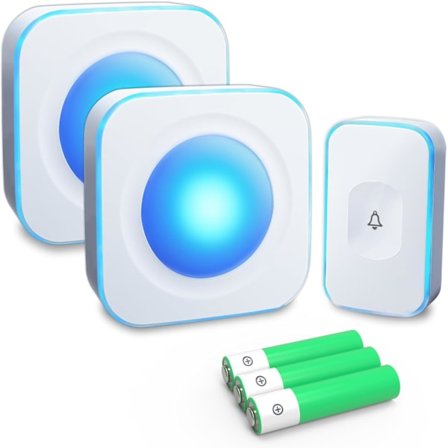 Trådløs dørklokke Batteridrevet Dørklokker Trådløs Ledningsfri 1200 Fot Døv Dørklokke med Blinkende Lys 36 Melodier 4 Volum (2 Bærbare Mottakere