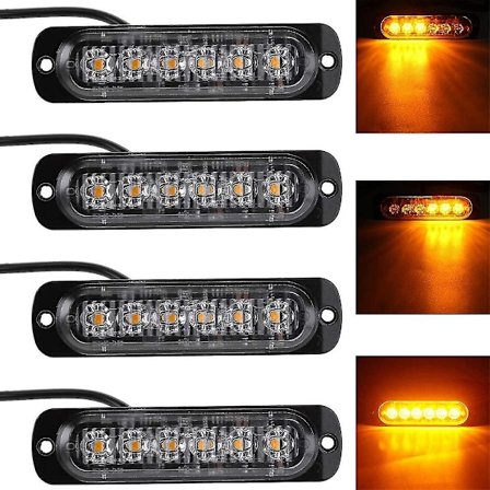 4 kpl 18w 6 LED Ohut Keltainen Ambra Strobe Vilkkuvalo Baari Auto Kuorma-auto Hätäsignaali Pysäköintivalo Lamppu 12-24v