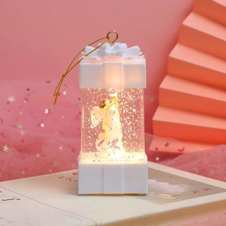 Presentförpackning Formad snöglob Lykta LED Xmas Festival Ornament Glittrande Hängande Julljus Batteri som drivs för hemmet Angel