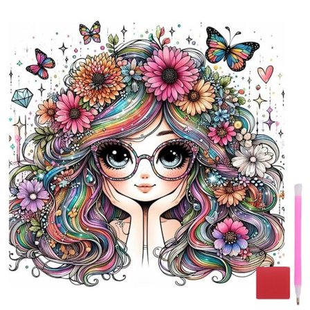 Diamond Painting Kits til voksne - Tegneserie Diamond Art Kits til voksne, 5D DIY Gem Art til boligindretning 35x35 cm/14x14 tommer