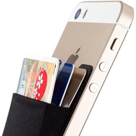 4-kortshållare, självhäftande påse, klisterplånbok för mobiltelefon, plånbok för iPhone, Galaxy, Sinji-väska Black 4