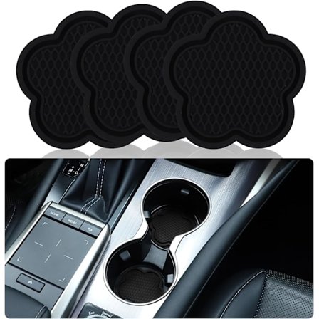 4 stk. Universal skridsikker kopholder-coaster, PVC blomsterformet bilkopholder-coaster, krystal bil AC