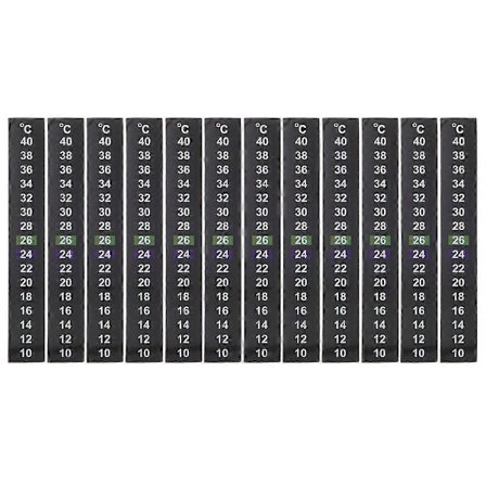 12 stk Digitale Termometerklistremerker for Akvarium, Selvklebende Termometerstrimler