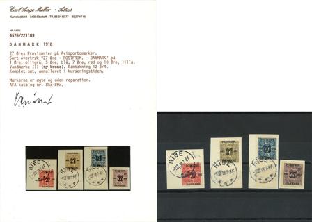 Danmark 1918 - AFA 85x-87x og 89x - Stemplet