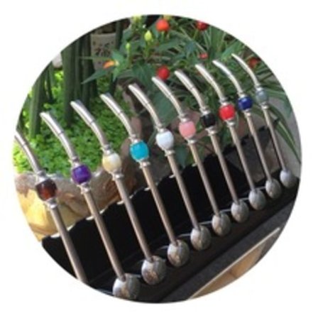 Yerba Mate Te-Gresskar Drikke Strå Filter i Rustfritt Stål (Hvit)