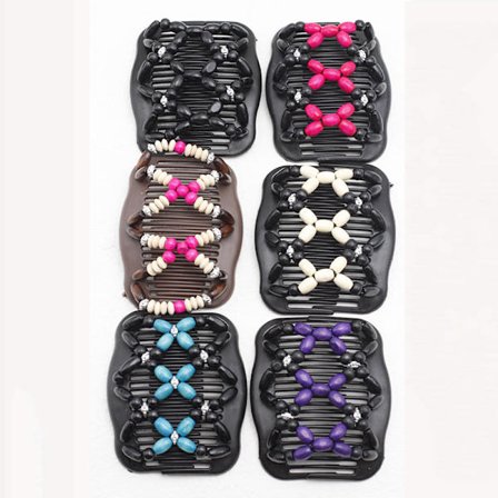 #6 stk. Perlebesatte Hårkamme Magiske Elastiske Hårklemmer Strækbare Hårkamme Dobbeltklemmer Kvinders Hårspænde#