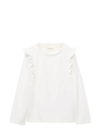 Frills Cotton T-Shirt White Mango