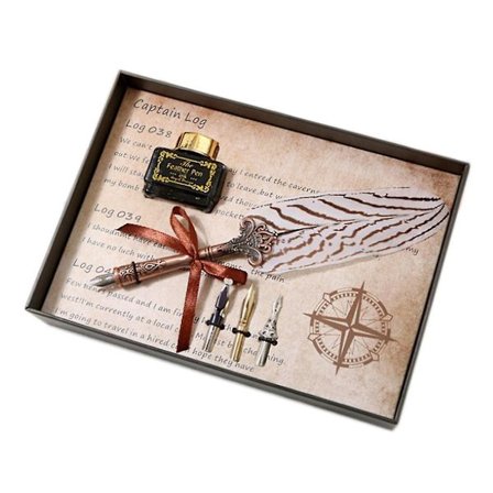 Vintage fjærpenn dypp penn fyllepenn med blekk +3 spisser sett skrivemateriell gave