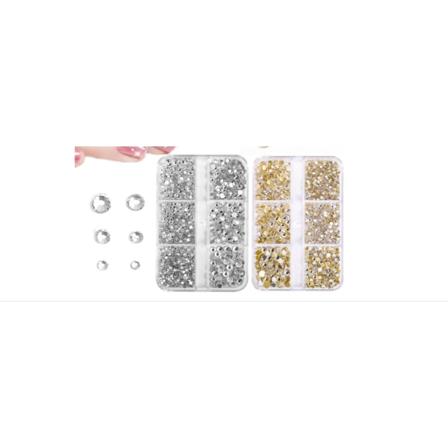 2 esker med rhinestones for neglkunst, over 3300 rhinestones for neglkunst, 6 størrelser med klare rhinestones for negldekorasjon, smykker, sminke, 