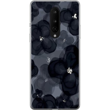 Kompatibelt Mobilskal till OnePlus OnePlus 8 Abstrakt mörkt blommönster i svartgrå toner med elegant och dramatisk känsla