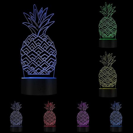 3D Ananas LED Lampe Ananas Frugt Gaveidé Børneværelse Søvnig 3D Optisk Illusion Natlys Moderne Håndlavet USB Visuel Lampe