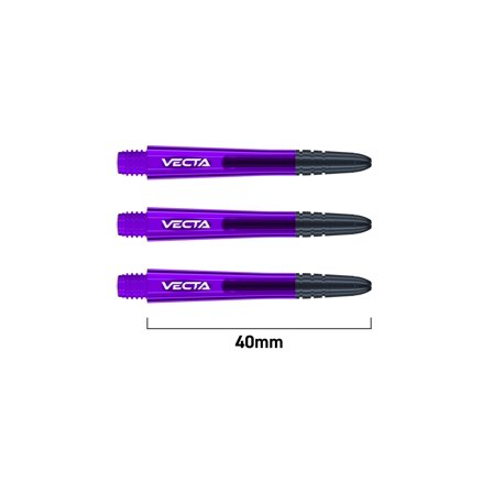 Winmau Darts Shafts Vecta - 6 Polycarbonate Shafts, 34mm/37mm/40mm, Purple/Black/Silver