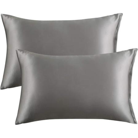 Satin Putesett For Hår Og Hud, 2-pakning - Standard Størrelse Putesett - Satin Putesett Med Konvoluttlukking Mørk Grå 20 x 29 Dark Grey 20 x 29