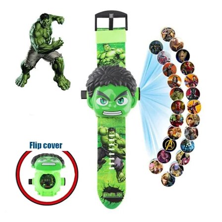 Børne Anime Ur Legetøj Spiderman Iron Man Hulk Frozen 24 Tegneserie Mønster Projektion Elektronisk Ur Børnegave