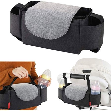 (Sort) Baby Buggy Organiser Baby Barnevogn Kopsholder Tasker