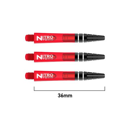 Red Dragon Darts Nitrotech Shafts 36mm Polycarbonate 9 Darts, Red, Short/Medium, Flight Lock System, Replacement, Durable, Professional