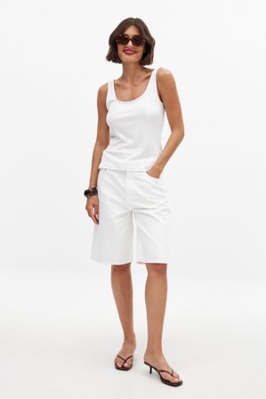 NA-KD Short en jean large à taille basse - Short en jean - Blanc - EU 36