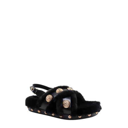 Balmain Flat Sandaler Sort, Dame Sandaler, Størrelse: 41 EU