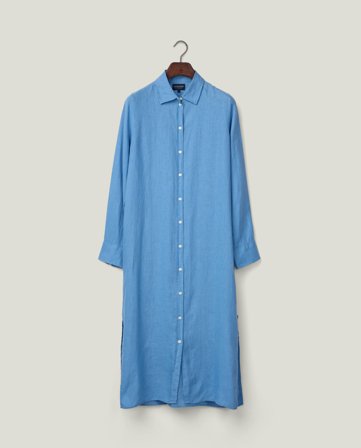 Lexington Long linen shirt dress, blue