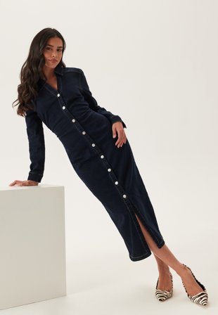 ONLY Onlcaitlin Ls Dnm Dress Dark Blue Denim Klær