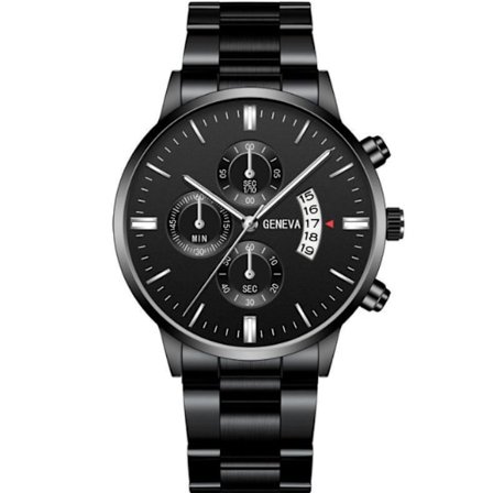 Herrarmbandsur med stor urtavla, kvarts och datum - olika färger black-tfrf