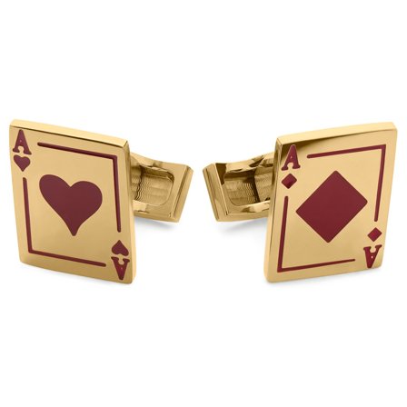 Ace | Złociste spinki do mankietów z motywem diamentu i pik dla mężczyzn