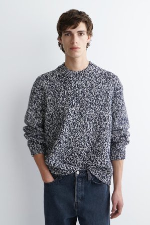 COS Männer Schwerer Pullover Aus Woll Mix in Blau