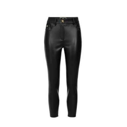 Elisabetta Franchi Leather Bukser Sort, Dame Læderbukser