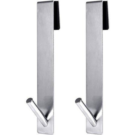 Galaxy 2-pakks 18 cm Borrefri Dusjdørkrok Håndklehylle Baderom Rammeløs Dusjdør - Sølv