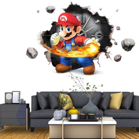 #Mario 3D vægklistermærke, tapet, PVC, dekoration, 49*34CM#