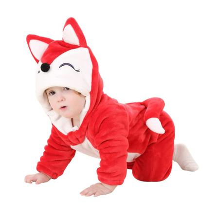 Baby Dinosaur Kostym Barn Söt Hoodie Jumpsuit Halloween Red Fox 24-30 Months