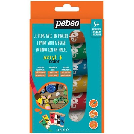Kit för upptäcktsmålning med akrylfärg - Acryl Color - 6 tuber 20 ml - Volym 120 ml - Blandad
