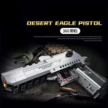 Militärserie Byggkloss Desert Eagle M1911 AK47 Pistol Kan Skjuta Modell DIY Montera Tegelsten Leksaker För Barn Födelsedagspresent