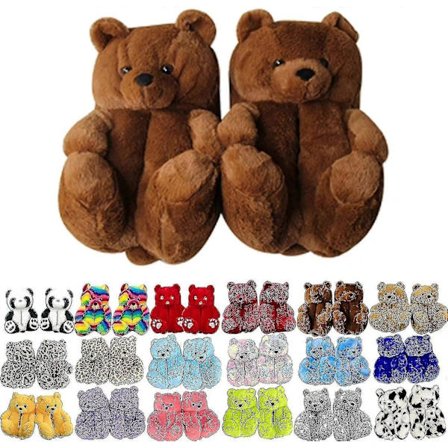 Teddybjørn Tøfler Dame Plys Dyretøfler Varme Vinter Sko Faux Pels Anti Skrid M Zekai Mørkebrun